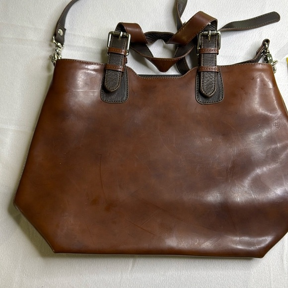 Nardelli made in Italy leather large crossbody brown bag - Picture 2 of 9